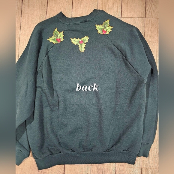 Fruit of the Loom vintage made in USA dark green Crewneck Sweatshirt Holiday XL - Picture 4 of 9